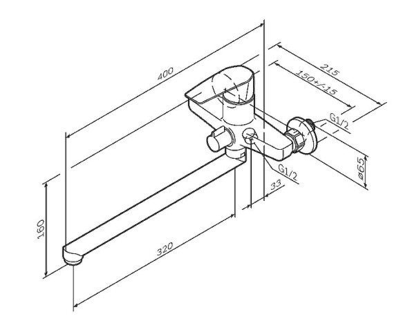 Смеситель для ванны AM.PM Gem F90A90000 универсальный Хром Смеситель для ванны AM.PM Gem F90A90000 универсальный Хром