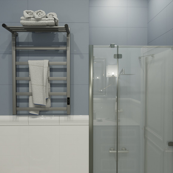 Электрический полотенцесушитель Маргроид 8110p профильный 810x500 8110p-8050-1083-7024 с полкой Графитовый серый