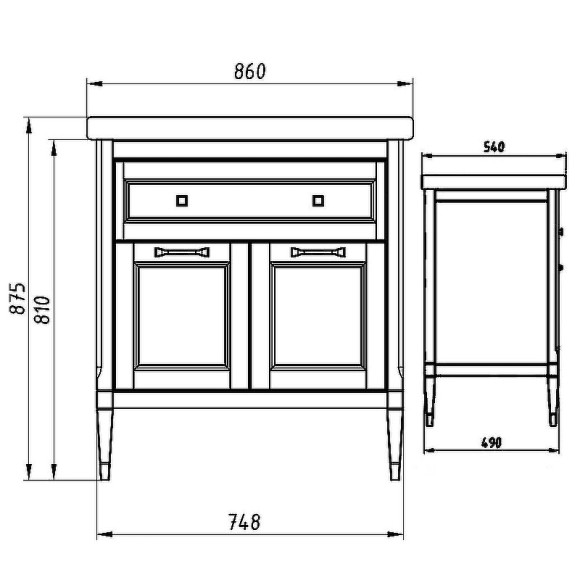 Комплект мебели для ванной ASB-Woodline Гранда 85 Белый с патиной Серебро