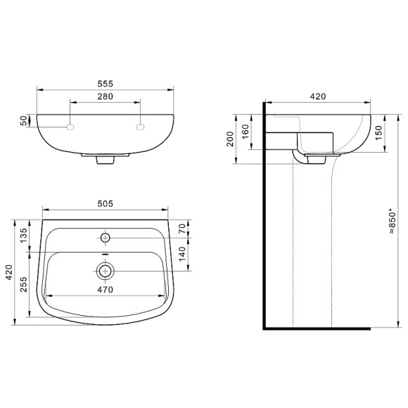 Раковина Santek Лонги 55 1WH501755 Белая