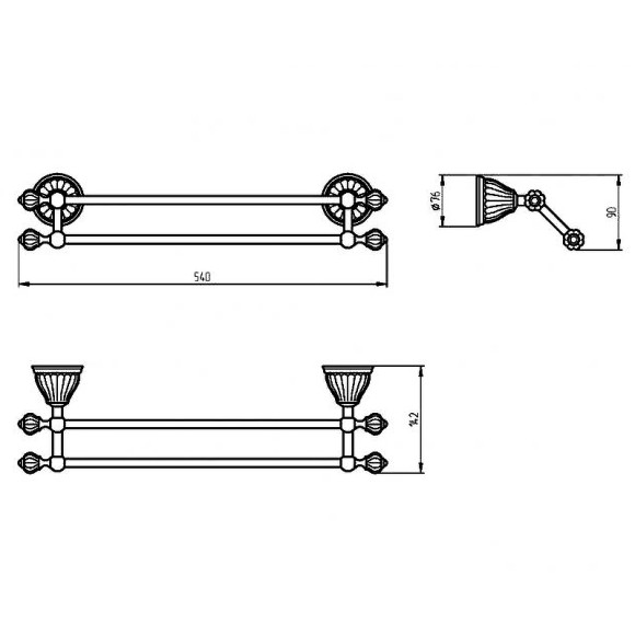Полотенцедержатель Migliore Olivia 17470 двойной Золото Белый Полотенцедержатель Migliore Olivia 17470 двойной Золото Белый