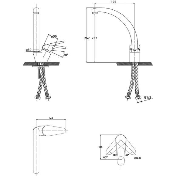 Смеситель для кухни Kaiser County 55244 Хром
