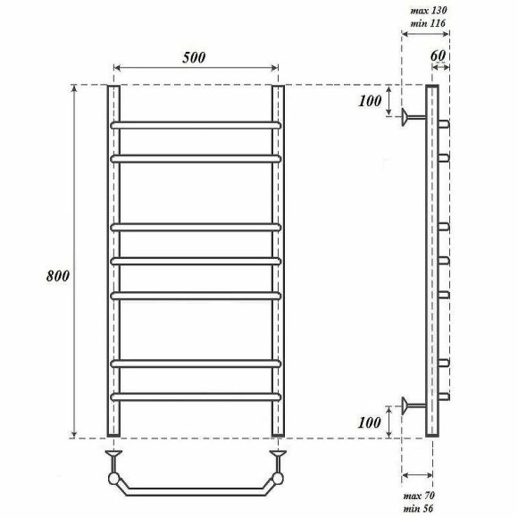 Водяной полотенцесушитель Point Венера PN07158 П7 500x800 Хром Водяной полотенцесушитель Point Венера PN07158 П7 500x800 Хром