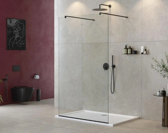 Душевая перегородка Cezares Liberta 125 LIBERTA-L-2-125-C-NERO профиль Черный матовый стекло прозрачное