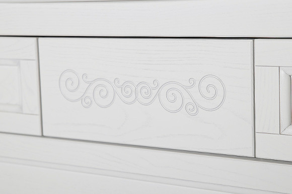 Комплект мебели для ванной ASB-Woodline Модерн 105 Белый с патиной Серебро