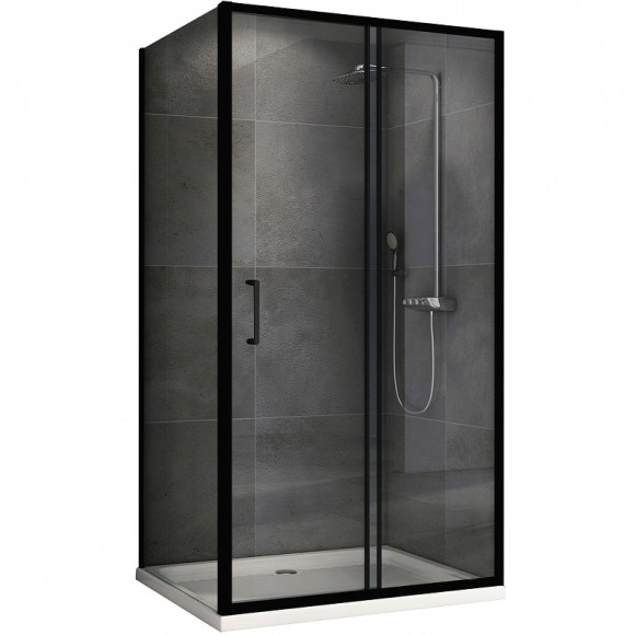 Душевой уголок Abber Schwarzer Diamant 120x100 AG30120B5-S100B5 профиль Черный стекло прозрачное