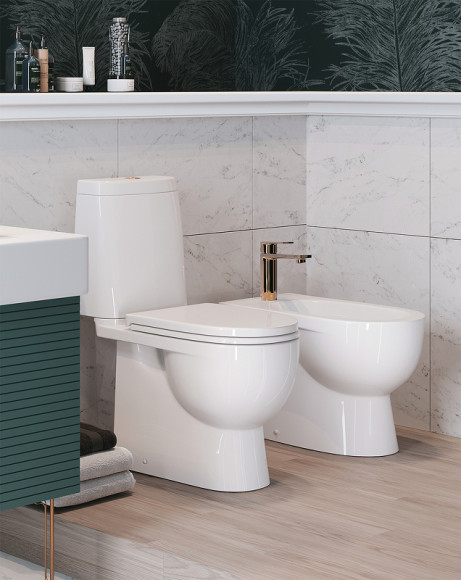 Унитаз-компакт Sanita Luxe Fest SL DM WC.CC/Fest/2-DM/WHT.G/S1 с бачком и сиденьем Микролифт Унитаз-компакт Sanita Luxe Fest SL DM WC.CC/Fest/2-DM/WHT.G/S1 с бачком и сиденьем Микролифт