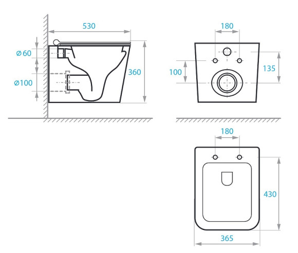 Унитаз Koller Pool Kvadro KR-0530-RW подвесной с сиденьем Микролифт