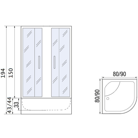 Душевой уголок River Don 90x90 MT 10000008304 с поддоном