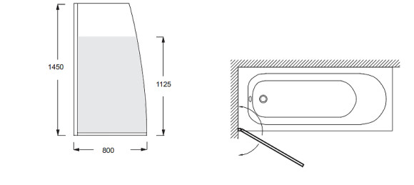 Шторка на ванну Jacob Delafon Serenity 80х145 E4933-GA профиль Хром стекло матовое