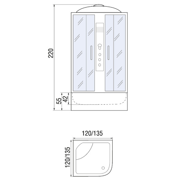 Душевой бокс River Temza 135x135 МТ 10000000802 с поддоном Душевой бокс River Temza 135x135 МТ 10000000802 с поддоном