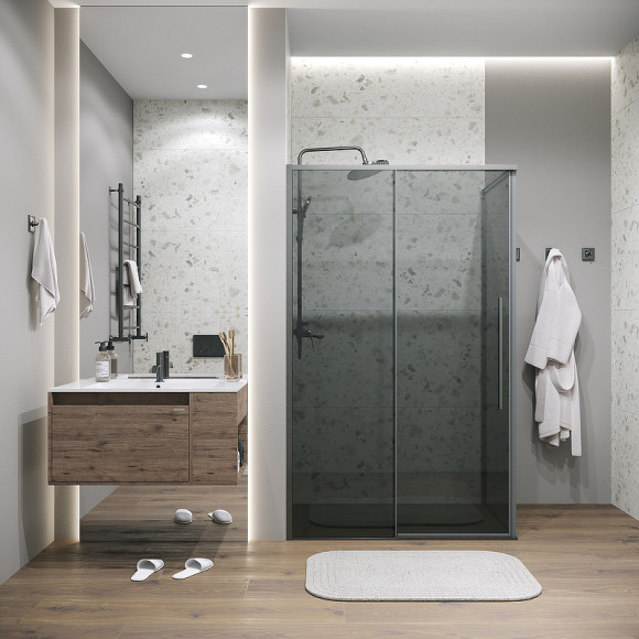 Душевая стенка Grossman Galaxy 90 200.K33.01.90.42.10 профиль Графит сатин стекло тонированное