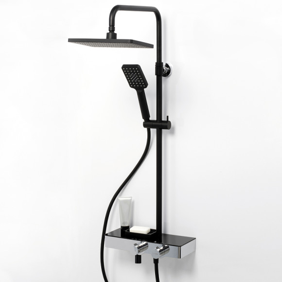 Душевая система WasserKRAFT Thermo A11401 с термостатом Черная матовая Хром