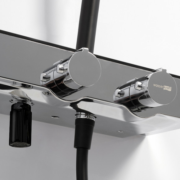 Душевая система WasserKRAFT Thermo A11401 с термостатом Черная матовая Хром