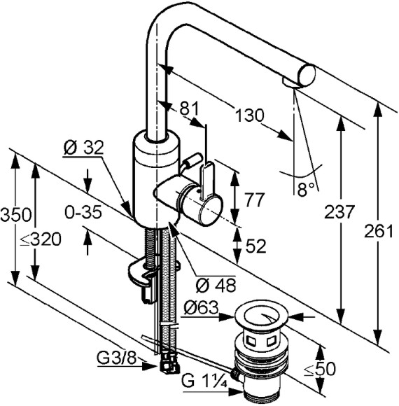 Смеситель для раковины Kludi Zenta 382940575 Хром
