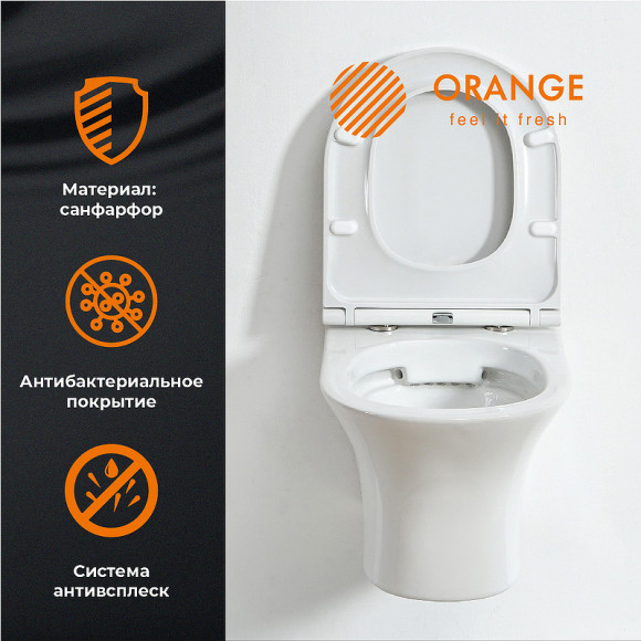 Унитаз Orange C01-100W подвесной с сиденьем Микролифт Унитаз Orange C01-100W подвесной с сиденьем Микролифт