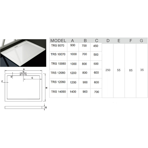Душевой поддон из искусственного камня WeltWasser WW TRS 9070 90x70 10000008794 Белый Душевой поддон из искусственного камня WeltWasser WW TRS 9070 90x70 10000008794 Белый