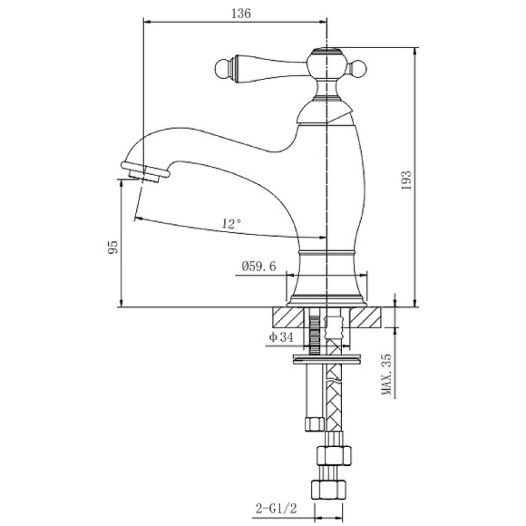 Смеситель для раковины Caprigo Fonte 12-520-vot Бронза