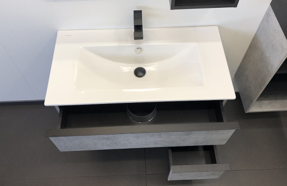 Тумба с раковиной Comforty Франкфурт 75 00-00011080 подвесная Бетон светлый