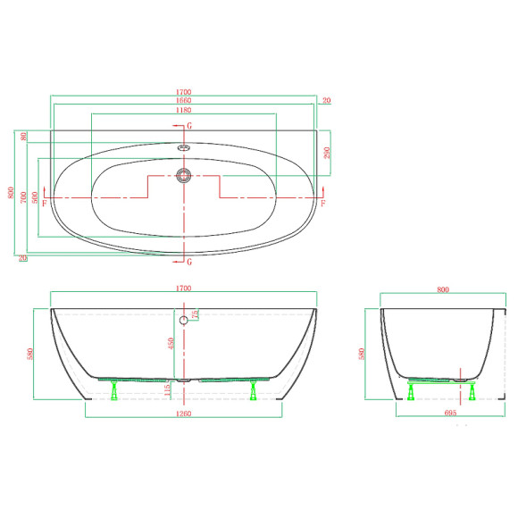 Акриловая ванна Vagnerplast Benin 170x80 KRBV178BEN9X-64 без гидромассажа Акриловая ванна Vagnerplast Benin 170x80 KRBV178BEN9X-64 без гидромассажа