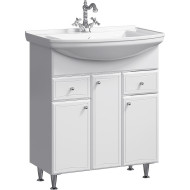 Тумба под раковину Aqwella Барселона 75 BA0107K с бельевой корзиной Белая