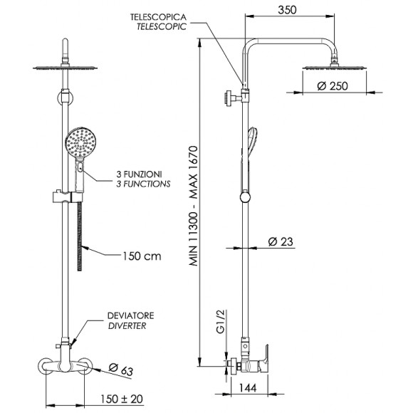 Душевая система Remer Energy EY37A8MPUFM25G Хром Душевая система Remer Energy EY37A8MPUFM25G Хром