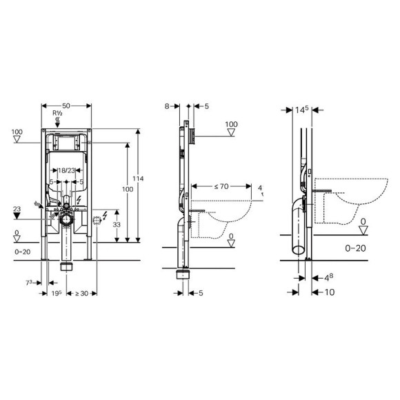 Инсталляция Geberit Duofix Sigma 8 111.796.00.1 для унитаза со смывным бачком Инсталляция Geberit Duofix Sigma 8 111.796.00.1 для унитаза со смывным бачком