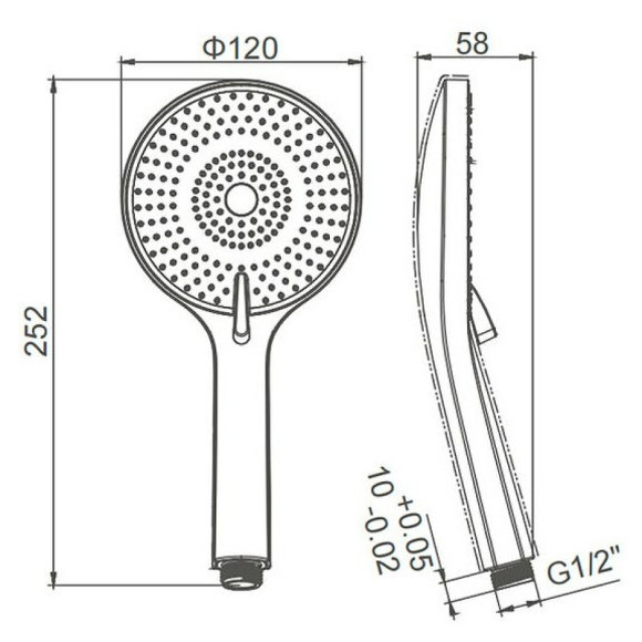 Ручной душ Caprigo Parts 98-501-CRM Хром