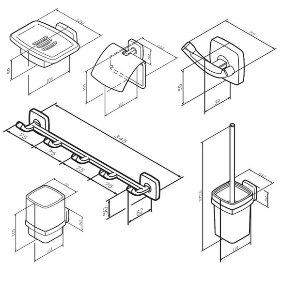 Набор аксессуаров для ванной AM.PM Gem AK90D1806W Хром Набор аксессуаров для ванной AM.PM Gem AK90D1806W Хром