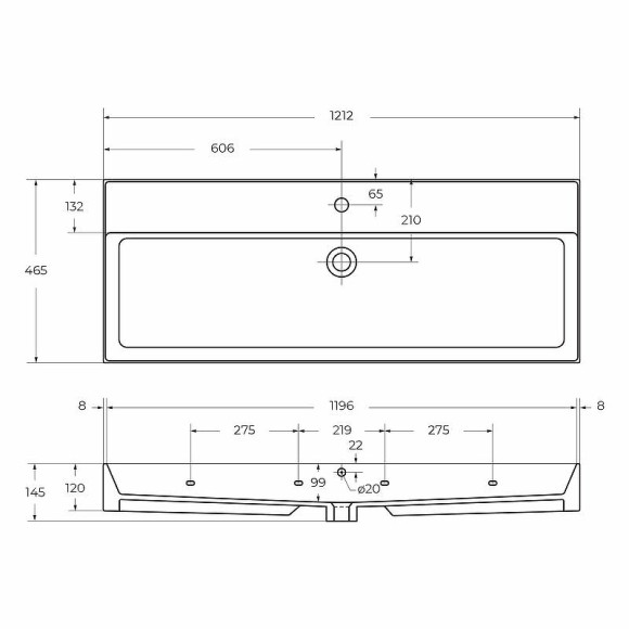 Раковина Cezares 120 CZR-MIL-120-LVB Белая