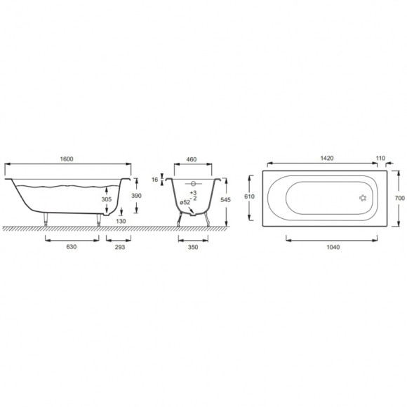 Чугунная ванна Jacob Delafon Soissons 160x70 E2931-00 без антискользящего покрытия