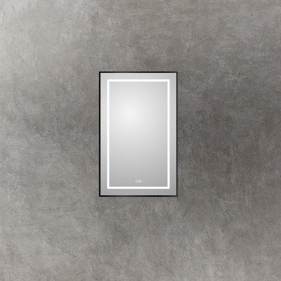 Зеркало BelBagno Kraft 50 SPC-KRAFT-500-800-LED-TCH-WARM-NERO с подсветкой Черное с сенсорным выключателем и подогревом