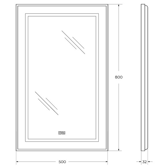 Зеркало BelBagno Kraft 50 SPC-KRAFT-500-800-LED-TCH-WARM-NERO с подсветкой Черное с сенсорным выключателем и подогревом