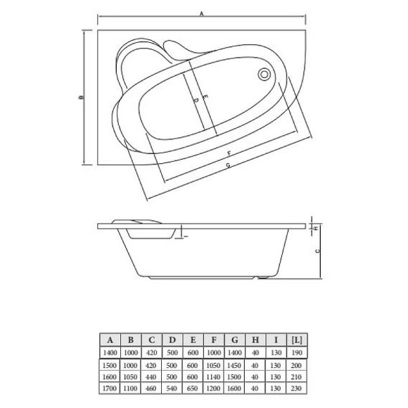 Акриловая ванна C-Bath Atlant 140x100 CBA00101L без гидромассажа Акриловая ванна C-Bath Atlant 140x100 CBA00101L без гидромассажа