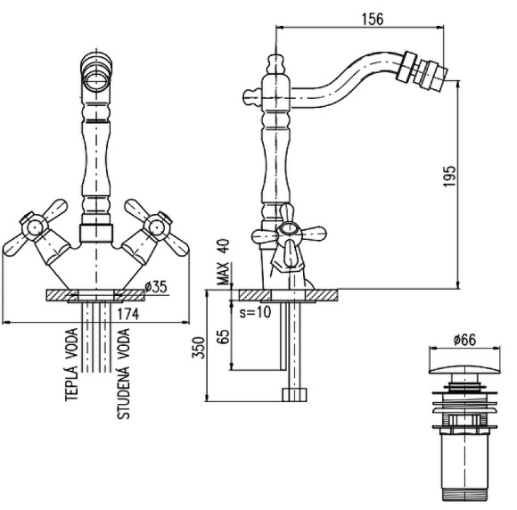 Смеситель для биде Rav Slezak Morava retro MK121.5/9Z Золото Смеситель для биде Rav Slezak Morava retro MK121.5/9Z Золото