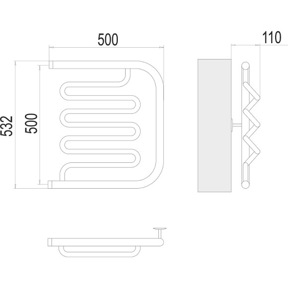Водяной полотенцесушитель Terminus Фокстрот-Лиана (1) 500x500 4620768880971 Хром, боковое подключение, G 1" НР Водяной полотенцесушитель Terminus Фокстрот-Лиана (1) 500x500 4620768880971 Хром, боковое подключение, G 1" НР