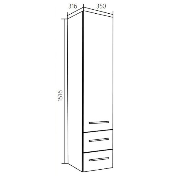 Шкаф пенал 1MarKa Соната 35 L У78470 подвесной Белый глянцевый Шкаф пенал 1MarKa Соната 35 L У78470 подвесной Белый глянцевый