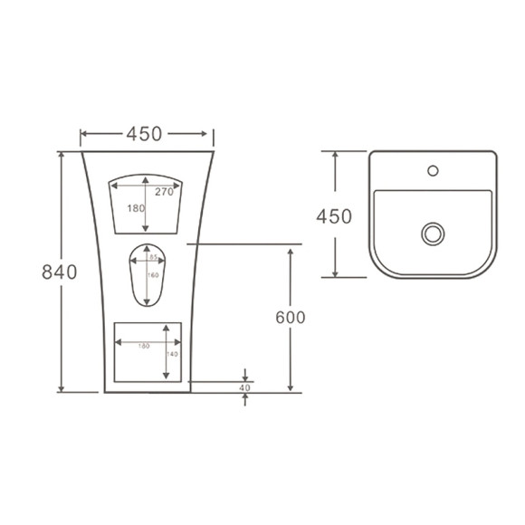 Раковина SantiLine 45 SL-4016 Белая Раковина SantiLine 45 SL-4016 Белая
