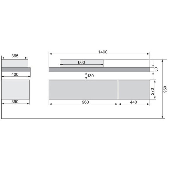 Тумба Velvex Felay 96 tpFEL.95-43.21 подвесная Белая глянцевая