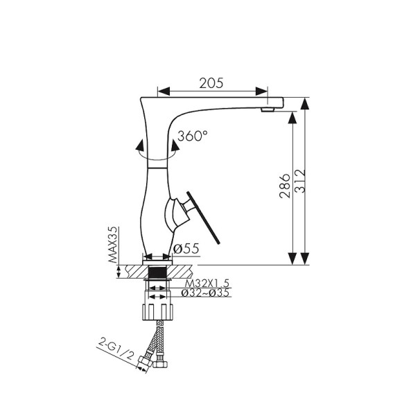 Смеситель для кухни Kaiser Star 02044-2 Черный матовый Смеситель для кухни Kaiser Star 02044-2 Черный матовый