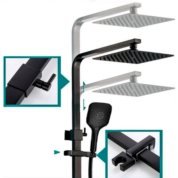 Душевая система ALMAes Tena TVZ-1825 Черная матовая Душевая система ALMAes Tena TVZ-1825 Черная матовая