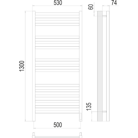 Электрический полотенцесушитель Terminus Ното П15 500х1300 4670078526953 Хром