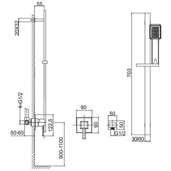 Смеситель для душа Caprigo Diamante 50-115-oro Золото Смеситель для душа Caprigo Diamante 50-115-oro Золото