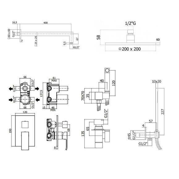 Душевой комплект Paffoni Elle KITZEL018NO/M из душевой системы с гигиеническим душем Черный матовый