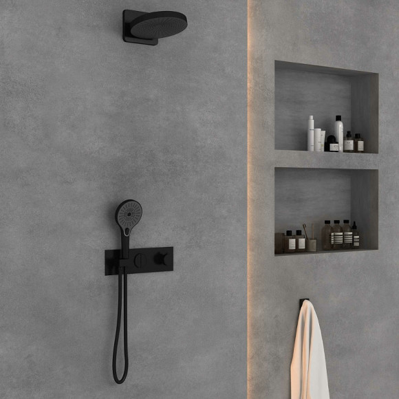 Душевая система Vincea Inspire VSFW-422TI1MB с термостатом Черная матовая Душевая система Vincea Inspire VSFW-422TI1MB с термостатом Черная матовая