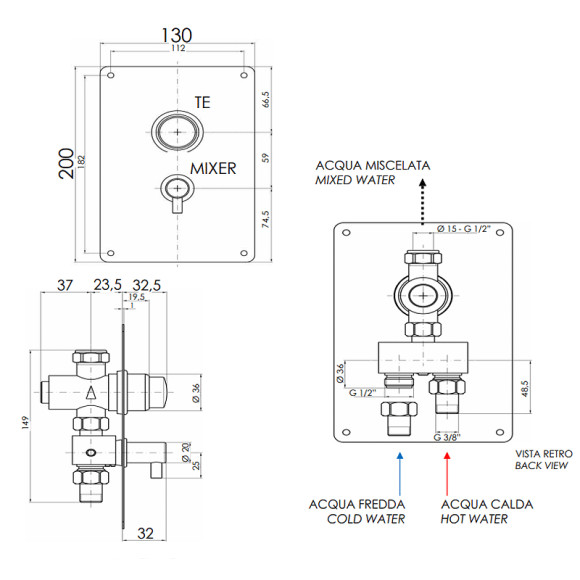 Смеситель для душа Remer Tempor TE32M Хром Смеситель для душа Remer Tempor TE32M Хром