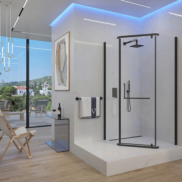 Душевой уголок Veconi Rovigo RV-36B 90x90 RV36B-90-01-C5 профиль Черный матовый стекло прозрачное Душевой уголок Veconi Rovigo RV-36B 90x90 RV36B-90-01-C5 профиль Черный матовый стекло прозрачное