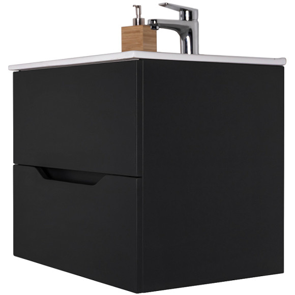 Тумба с раковиной Orange Li-60Tub+Ra подвесная Черная матовая Тумба с раковиной Orange Li-60Tub+Ra подвесная Черная матовая