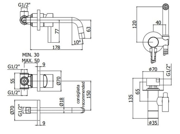 Комплект смесителей Paffoni Light KITZCOL632BO006 Белый матовый