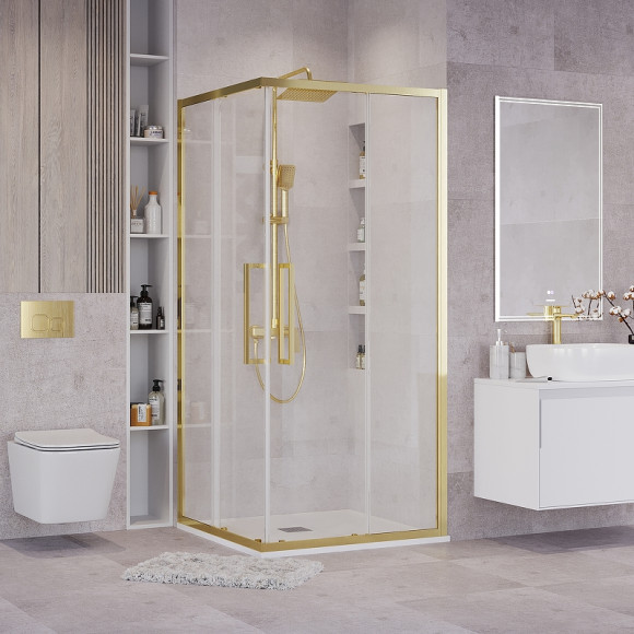 Душевой уголок Grossman Cosmo 90х90 300.K33.02.9090.32.00 профиль Золото сатин стекло прозрачное Душевой уголок Grossman Cosmo 90х90 300.K33.02.9090.32.00 профиль Золото сатин стекло прозрачное